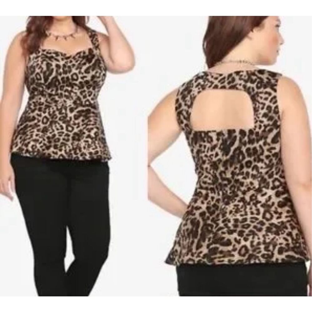 torrid Leopard Print Peplum Tank Top in Brown and Black